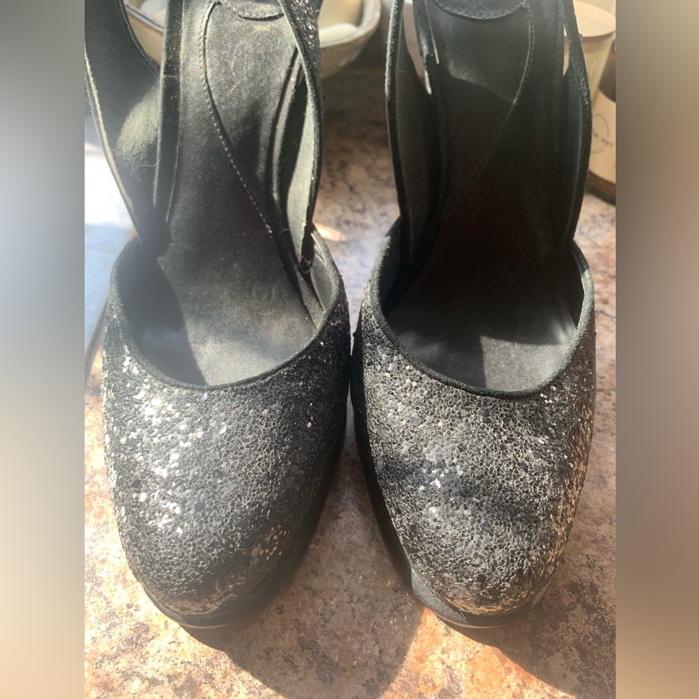 Diane Von Furstenberg glitter black heels - Picture 8 of 8